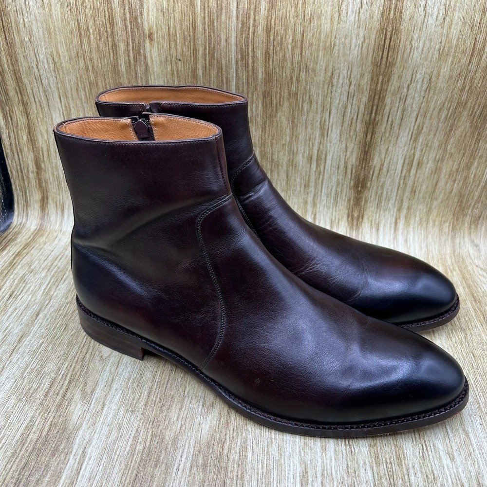 Beckett Simonon Easton Boots Men's Size 14 Dark Brown Leather Side Zip Ankle